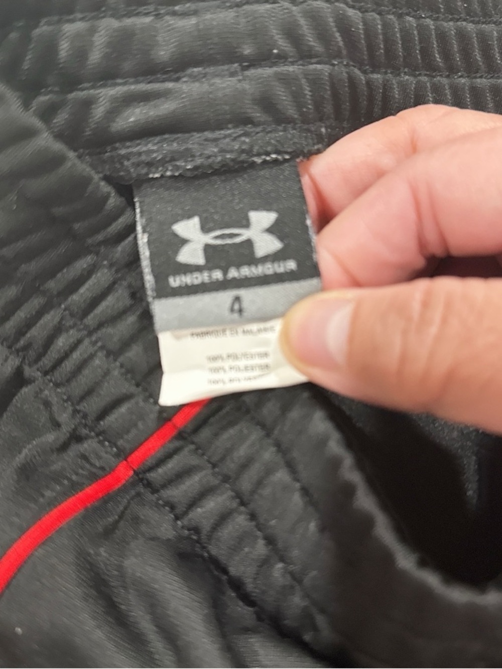 Under Armour Kids' Black Track andPants with Red Trim - Picture 3 of 3